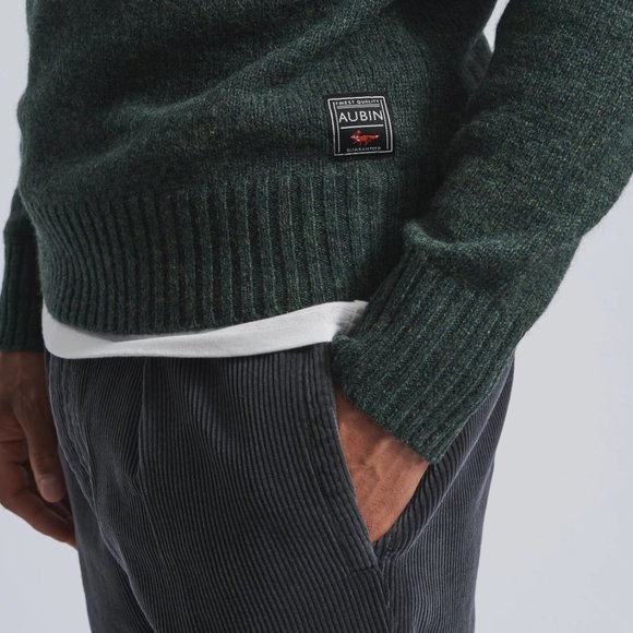 Shetland Wool Crewneck Dark Green Sweater - Picture 3 of 9
